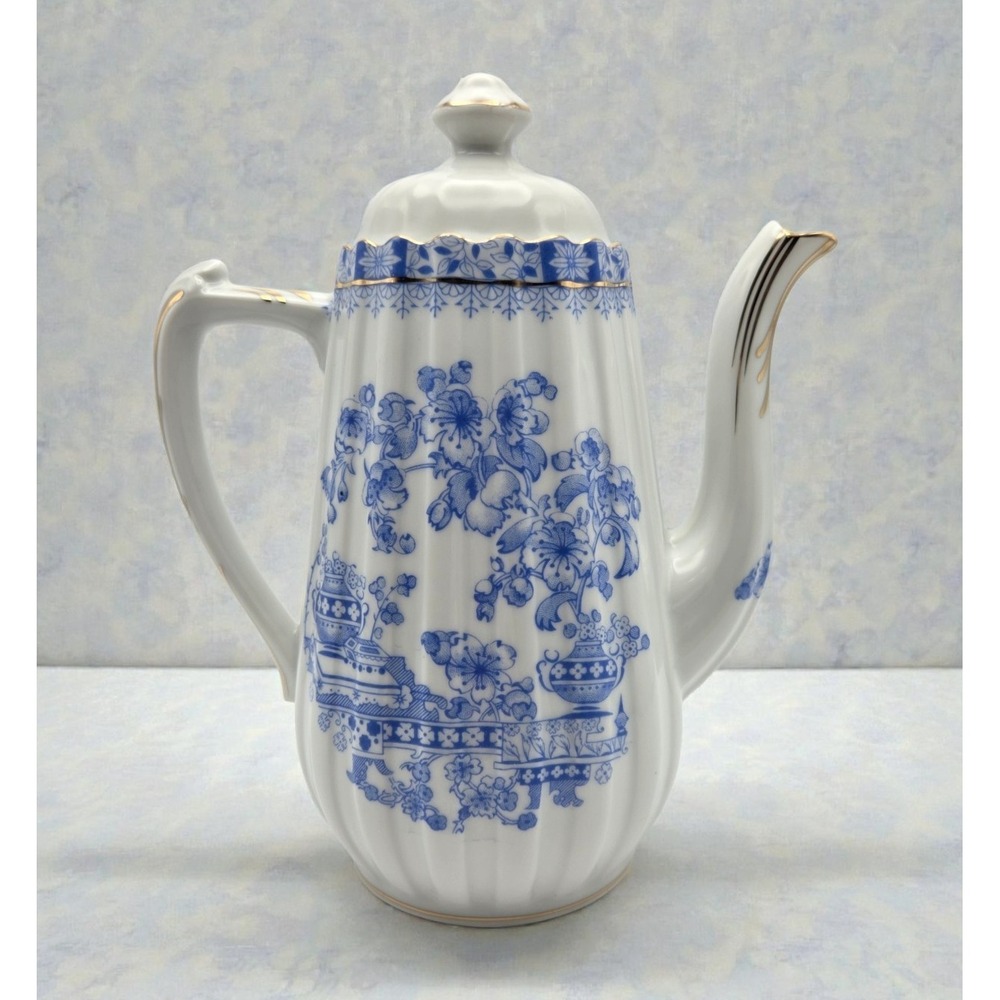Vintage Tuppack China Blau Tiefenfurt Asian Pattern Blue & White Tea Pot Germany